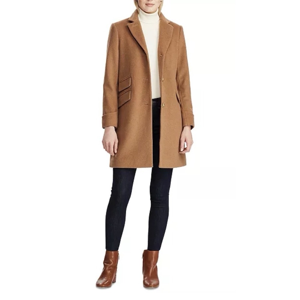 NWT 345$ Ralph Lauren Women's Brown Wool Blend Reefer Coat Walker Pea Coat 6